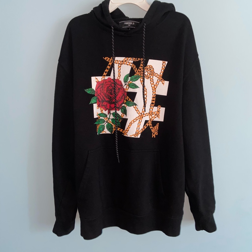 Black hoodie forever 21 Rose Design